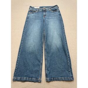 Gap Jeans Women's 32/14 Blue Denim Wide Leg Baggy Low Rise Stride Medium Wash